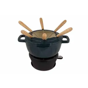 Service à fondue en fonte 'fontestic' 6 personnes vert héron d18cm